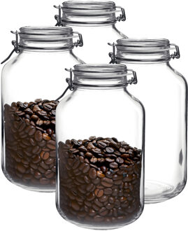 Bormioli Rocco Voorraad/weckpot - 4x - transparant - glas - 28 x 15 cm - 4 L - Bormioli Rocco