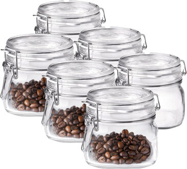 Bormioli Rocco Voorraad/weckpot - 6x - transparant - glas - 10,5 x 10 cm - 500 ml - Bormioli Rocco