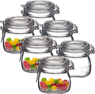 Bormioli Rocco Voorraad/weckpot - 6x - transparant - glas - 10 x 10 cm - 500 ml - Bormioli Rocco