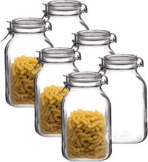 Bormioli Rocco Voorraad/weckpot - 6x - transparant - glas - 24 x 14 cm - 3 L - Bormioli Rocco