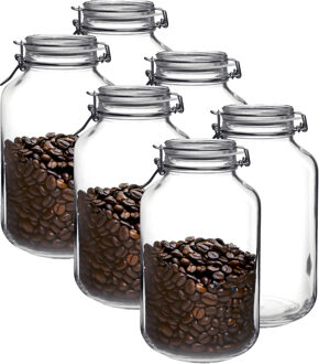 Bormioli Rocco Voorraad/weckpot - 6x - transparant - glas - 28 x 15 cm - 4 L - Bormioli Rocco