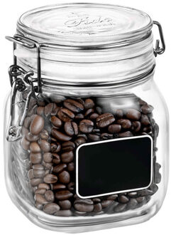 Bormioli Rocco Voorraad/weckpot - transparant - glas - 13,6 x 10,6 cm - 750 ml - krijtplaatje - Bormioli Rocco