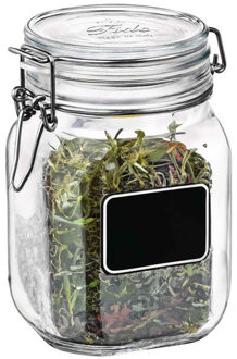 Bormioli Rocco Voorraad/weckpot - transparant - glas - 16 x 10,6 cm - 1 L - krijtplaatje - Bormioli Rocco