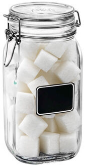 Bormioli Rocco Voorraad/weckpot - transparant - glas - 22 x 10,6 cm - 1,5 L - krijtplaatje - Bormioli Rocco