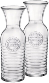Bormioli Rocco water/wijn schenkkan/karaf - 2x stuks - 1 liter - Glas - Sapkan - Waterkan