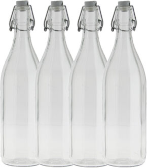 Bormioli Rocco waterfles met beugeldop - 5x - helder transparant - 1000 ml - Giara home deco fles