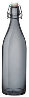 Bormioli Rocco waterfles met beugeldop - grijs transparant - 1000 ml - Giara home deco fles