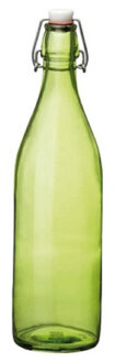 Bormioli Rocco waterfles met beugeldop - groen transparant - 1000 ml - Giara home deco fles