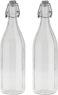 Bormioli Rocco waterfles met beugeldop - Set van 10x stuks - helder transparant - 1000 ml - Giara ho