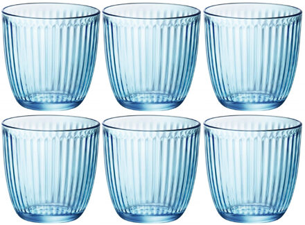 Bormioli Rocco Waterglazen/drinkglazen - 6x - blauw - tumbler glas - 290 ml