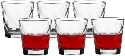 Bormioli Rocco Waterglazen Kaleido - drinkglazen set - 6x stuks - 240 ml - transparant relief