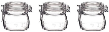 Bormioli Rocco Weckpot - 3x - 500 ml - met rubberen ring - inmaakpot - beugelsluiting