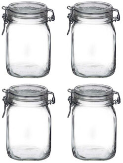 Bormioli Rocco Weckpot/inmaakpot - 14x stuks - 1L - glas - met beugelsluiting - luchtdicht