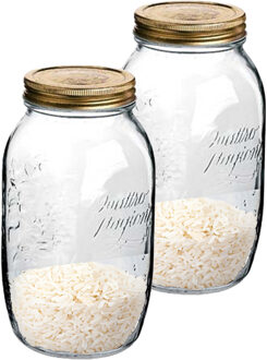 Bormioli Rocco Weckpot/inmaakpot - 2x - 1,5 L - glas - met draaideksel - 21 x 10 cm