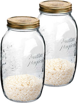 Bormioli Rocco Weckpot/inmaakpot - 2x - 1,5 Liter - glas - met draaideksel - 21 x 10 cm