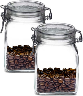 Bormioli Rocco Weckpot/inmaakpot - 2x - 1L - glas - met beugelsluiting - luchtdicht