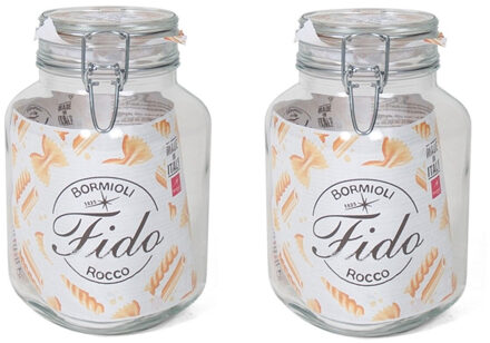Bormioli Rocco Weckpot/inmaakpot - 2x - 2L - glas - met beugelsluiting - luchtdicht - 12 x 22 cm