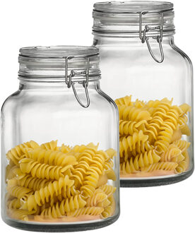 Bormioli Rocco Weckpot/inmaakpot - 2x - 2L - glas - met beugelsluiting - luchtdicht - 12 x 22 cm