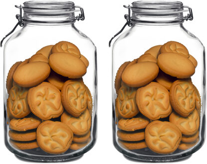 Bormioli Rocco Weckpot/inmaakpot - 2x - 4L - glas - met beugelsluiting - luchtdicht - voorraadpot