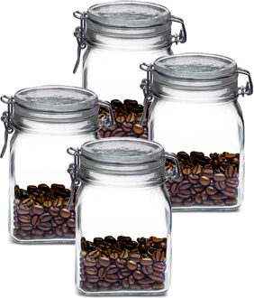 Bormioli Rocco Weckpot/inmaakpot - 4x - 1L - glas - met beugelsluiting - luchtdicht