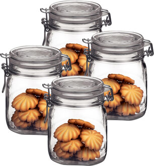 Bormioli Rocco Weckpot/inmaakpot - 4x - 750 ML - glas - met beugelsluiting - luchtdicht - 10 x 13 cm