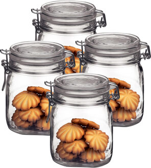 Bormioli Rocco Weckpot/inmaakpot - 4x - 750 ML - glas - met beugelsluiting - luchtdicht - 10 x 13 cm