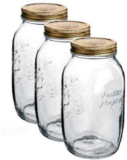 Bormioli Rocco Weckpot/inmaakpot - Pakket van 6x stuks - 1,5 Liter - glas - met draaideksel - 21 x 1