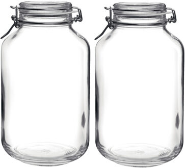 Bormioli Rocco Weckpot/inmaakpot - Set van 3x stuks - 4L - glas - met beugelsluiting - luchtdicht - voorraadpot