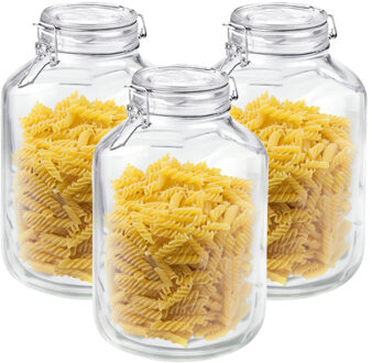 Bormioli Rocco Weckpot/inmaakpot - Set van 3x stuks - 5000 ml - glas - beugelsluiting - D17 x H29 cm