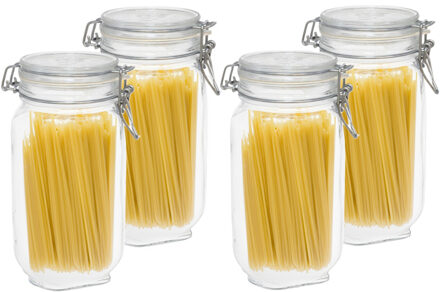 Bormioli Rocco Weckpot/inmaakpot/voorraadpot - 4x - glas - 1,5 liter - met beugelsluiting - voedsel/keuken