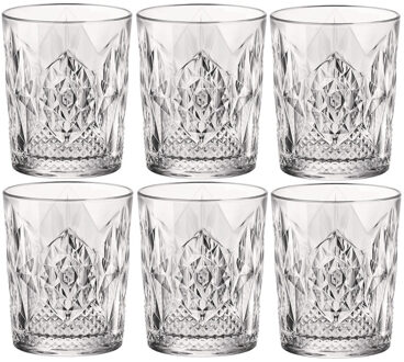 Bormioli Rocco Whiskeyglazen - 6x stuks - glas - 390 ml - gedecoreerd - drinkglazen - borrelglazen Transparant