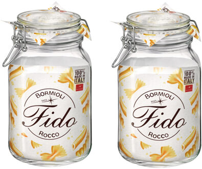 Bormioli Set van 3x stuks voorraadpot/weckpot 2000 ml glas met metalen beugelsluiting - Conservenpot