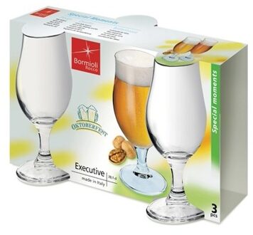 Bormioli speciaalbier glazen - set 3x stuks - 375 ml - tulpvormige bierglazen op voet