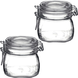 Bormioli Voorraad/weckpot - 2x stuks - transparant - glas - 10 x 10 cm - 500 ml - Bormioli Rocco