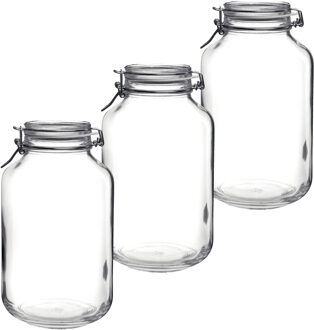 Bormioli Voorraad/weckpot - 3x stuks - transparant - glas - 28 x 15 cm - 4 L - Bormioli Rocco
