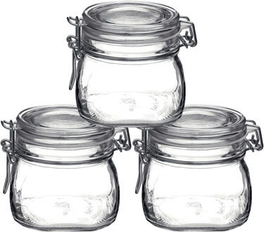 Bormioli Voorraad/weckpot - 4x stuks - transparant - glas - 10 x 10 cm - 500 ml - Bormioli Rocco