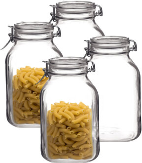 Bormioli Voorraad/weckpot - 4x - transparant - glas - 22 x 10 cm - 1,5 L - Bormioli Rocco