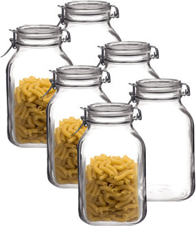 Bormioli Voorraad/weckpot - 6x - transparant - glas - 22 x 10 cm - 1,5 L - Bormioli Rocco