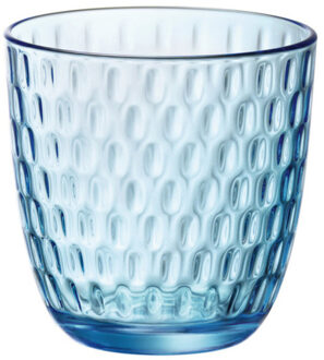 Bormioli Waterglas/drinkglas - blauw transparant met relief - 290 ml - Drinkglazen