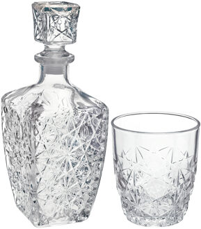 Bormioli Whisky set - karaf met 6 glazen - Dedalo serie - 260 ml/780 ml Transparant