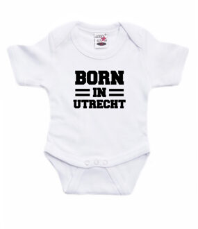 Born in Utrecht kraamcadeau rompertje wit jongens en meisjes 80 (9-12 maanden)