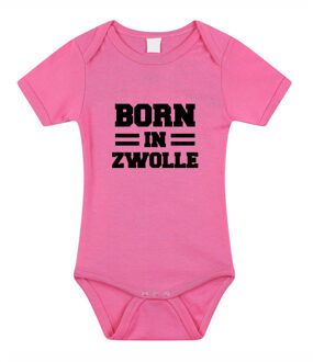 Born in Zwolle kraamcadeau rompertje roze meisjes 80 (9-12 maanden)