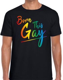 Born this gay regenboog gay pride shirt zwart voor heren XL
