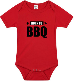 Born to BBQ kraamcadeau rompertje rood jongens en meisjes 80 (9-12 maanden)