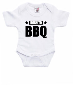 Born to BBQ kraamcadeau rompertje wit jongens en meisjes 68 (4-6 maanden)