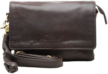 Borneo Style Crossbody Schoudertas chocolate damestas polstasje Bruin - H 15 x B 21 x D 2 cm