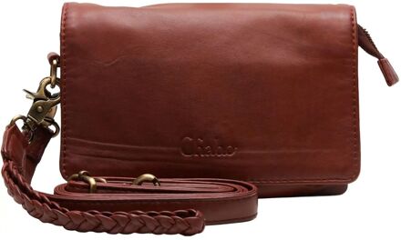 Borneo Style Crossbody Schoudertas warm rood damestas polstasje - H 15 x B 21 x D 2 cm