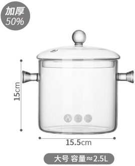 Borosilicaatglas Soep Luxe Pot Transparante Gezondheid Keuken Koken Potten Pannen Set Inductie Kookgerei Sartenes Dining Eg50tg 2.5L glass pot