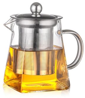 Borosilicaatglas Theepot Hittebestendige Vierkante Glazen Theepot Thee Zetgroep Filter Melk Bloem 350Ml/550Ml/750ml/950Ml Thee Pot ZM10