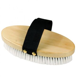 Borstel Medium - Paardenverzorging - 19.5x2.5 cm Naturel Zwart Wit